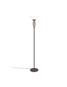 Trio – Rustica – Lampadaire style campagne, 2xE27, métal rouille et verre blanc