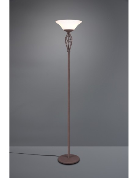Trio – Rustica – Lampadaire rustique IP20 avec interrupteur à pied, max. 2x60W