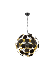Trio – Discalgo – Suspension design noir et or, 6xE14, Ø54 cm, longueur 150 cm