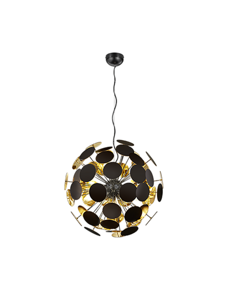 Trio – Discalgo – Suspension design noir et or, 6xE14, Ø54 cm, longueur 150 cm