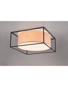 Trio – Ross – Plafonnier 3x E27, abat-jour tissu beige, métal noir mat 2