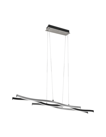 Trio – Blaze – Suspension LED 35W, aluminium brossé et noir mat, design incurvé élégant