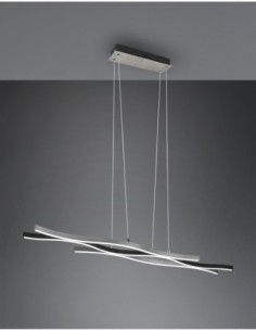 Trio – Blaze – Suspension LED 35W, aluminium brossé et noir mat, design incurvé élégant 2