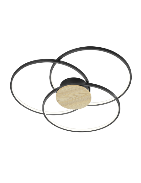 Trio – Sedona – Plafonnier LED 40W, 4800 lm, noir mat, design contemporain
