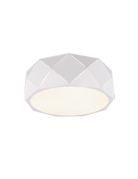Trio – Zandor – Plafonnier 3xE27, Ø40 cm, métal blanc mat au motif décoratif