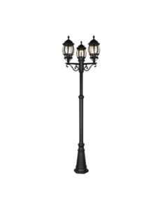 Trio – Elvo – Potelet extérieur 3x E27, max. 60W, fonte d’aluminium noir mat, IP44