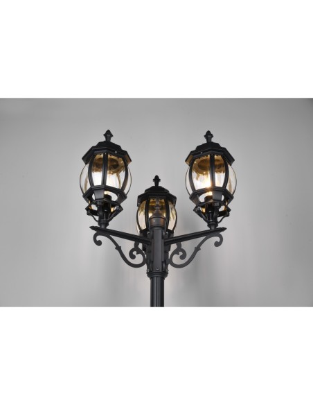 Trio – Elvo – Potelet noir 3 ampoules, charme rétro, éclairage extérieur économique jusqu’à 80%