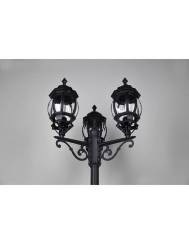 Lampadaire 3xE27, max. 60W, IP44, Fonte d’Aluminium Noir Mat – Trio – Elvo