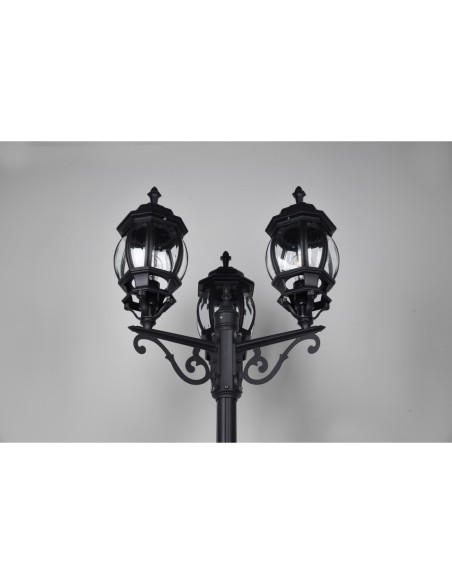 Lampadaire 3xE27, max. 60W, IP44, Fonte d’Aluminium Noir Mat – Trio – Elvo