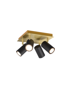 Trio Marley – Spot 4 lumières orientables, 4x GU10 max. 35W, métal noir et or