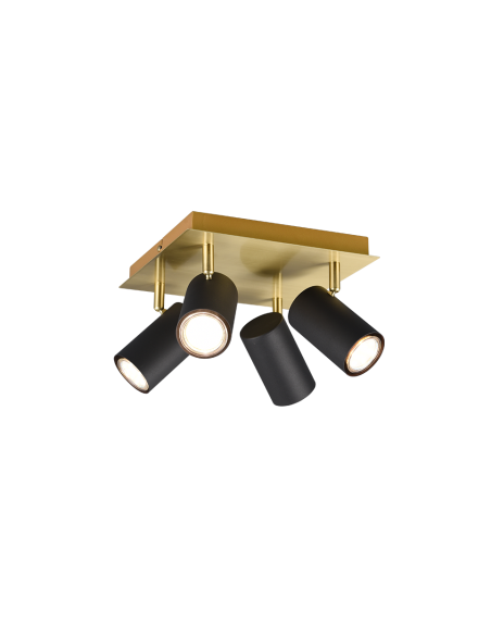 Trio Marley – Spot 4 lumières orientables, 4x GU10 max. 35W, métal noir et or
