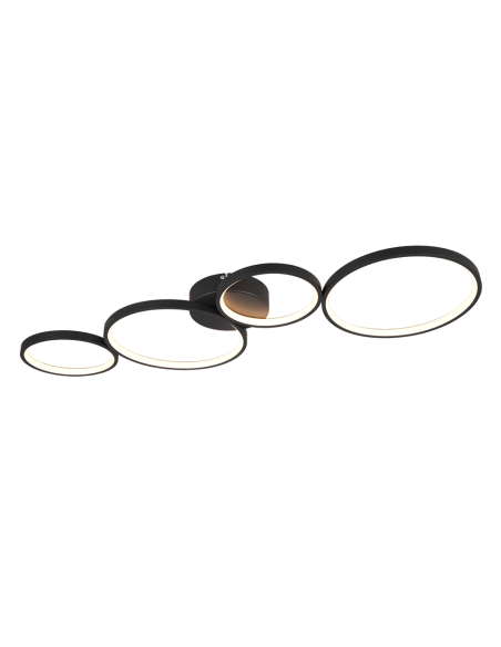 TRIO Rondo – Plafonnier LED 37W, 4800 lm, blanc chaud 3000K, noir mat, 97 cm