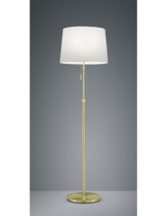 TRIO Lyon – Lampadaire 3xE27 max 60W, hauteur réglable 138–180 cm, tissu blanc et métal laiton mat, IP20. 2