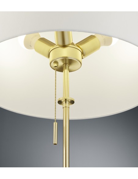 Lampadaire 3xE27 hauteur réglable laiton mat & tissu blanc – Trio Lyon