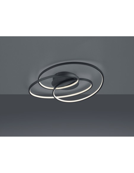 Trio Gale – Luminaire de plafond noir mat 60 cm, 5000 lumens, design graphique original