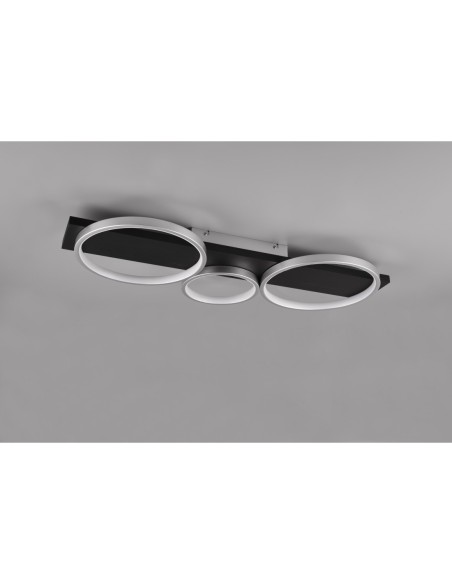 Plafonnier LED, 33W, titane et bois naturel - variateur 3 niveaux - Trio - Medera