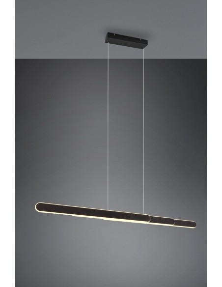 Suspension TRIO Helios – Métal noir mat, LED intégrée 48W, réglable en hauteur, IP20, classe I.