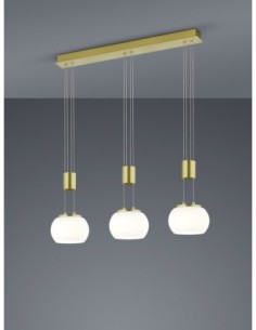 TRIO Madison – Suspension 3xLED 8W, 2700 lm, laiton mat et verre blanc, réglable, IP20. 2