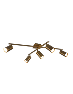 TRIO Marley – Plafonnier 5xGU10, bras pivotants, laiton fumé, métal, L77,4 cm, IP20, 230V.
