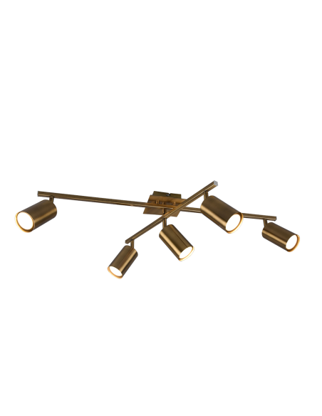 TRIO Marley – Plafonnier 5xGU10, bras pivotants, laiton fumé, métal, L77,4 cm, IP20, 230V.
