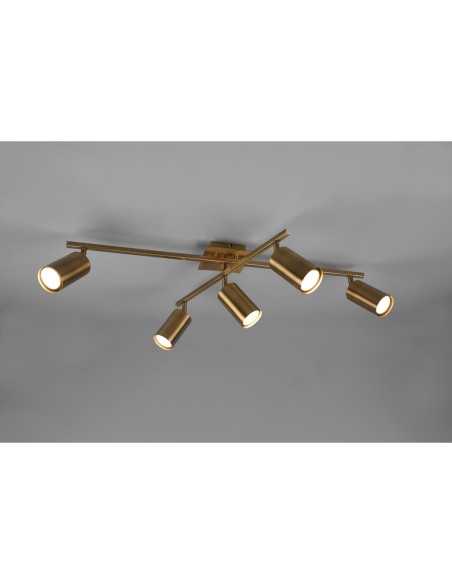 TRIO Marley – Spot orientable 5 lumières, laiton antique, design minimaliste, IP20, 230V.
