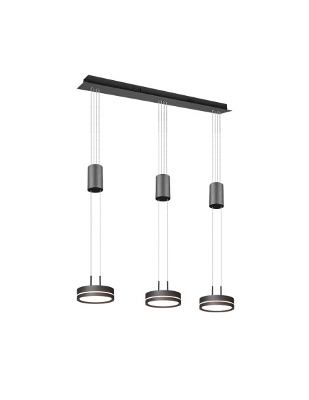 Trio Franklin – Suspension LED 3x9W, lumière chaude 3000K, hauteur réglable
