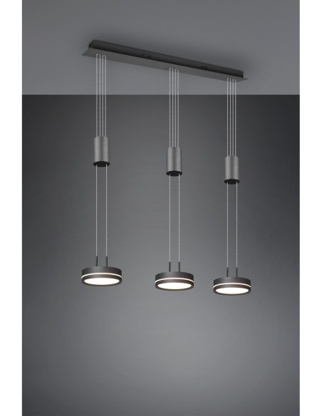 Trio Franklin – Lampe suspendue design anthracite, variateur SWITCH intégré