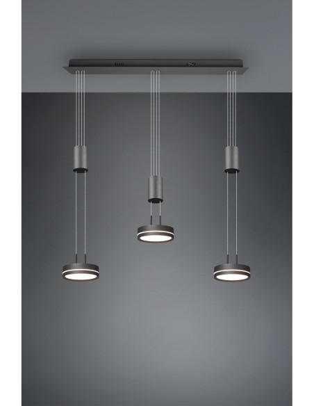 Suspension LED moderne 3x9W 3000K réglable anthracite – TRIO Franklin