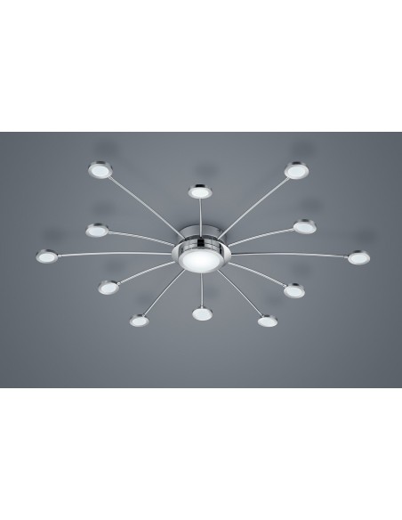 Plafonnier LED  2,2W + 5W 12 bras + centre 100 cm chromé dimmable avec télécommande – Trio – Bodrum