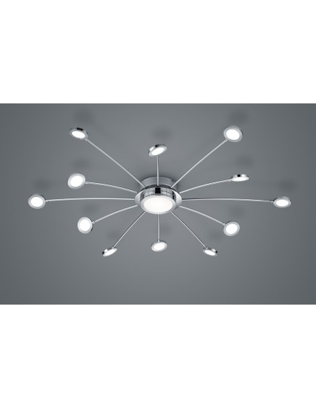Plafonnier LED  2,2W + 5W 12 bras + centre 100 cm chromé dimmable avec télécommande – Trio – Bodrum