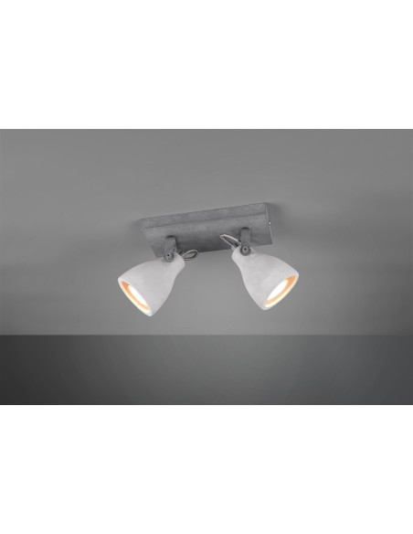 Trio Concrete – Applique ou plafonnier 2x GU10, métal & béton, look minimaliste