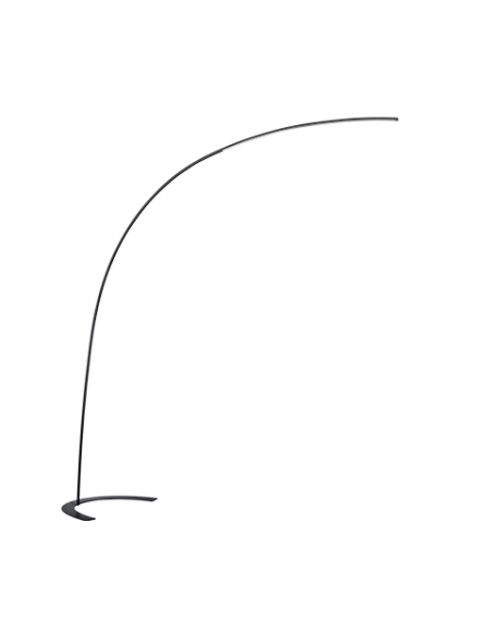 Trio Shanghai – Lampadaire LED arqué noir avec variateur à pied intégré