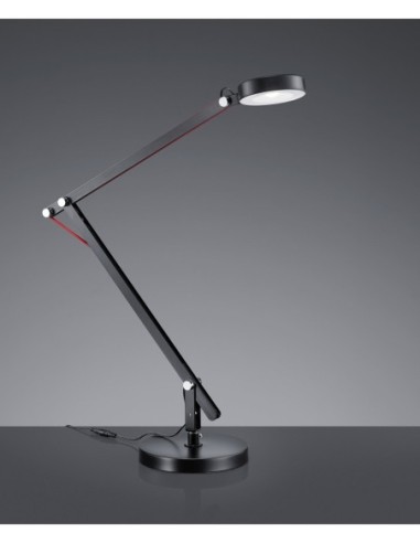 Trio Amsterdam – Lampe de bureau LED, 5W, 500lm, 3000K, noir, design moderne