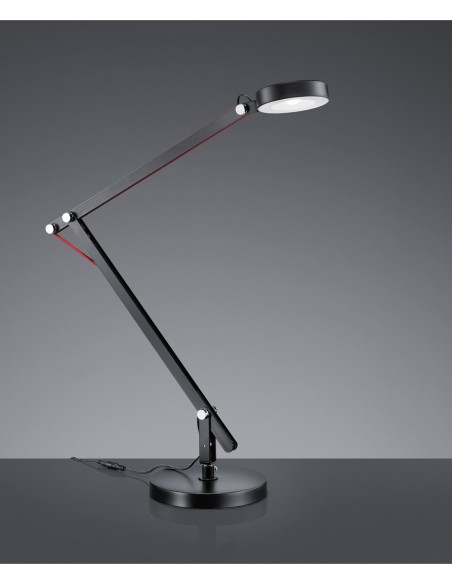 Trio Amsterdam – Lampe de bureau LED, 5W, 500lm, 3000K, noir, design moderne