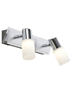 TRIO Clapton – Spot LED 2x4,3W, 2x430 lm, 3000K, métal chrome, verre mat blanc, montage mural.