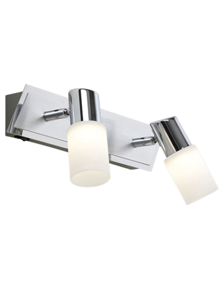 TRIO Clapton – Spot LED 2x4,3W, 2x430 lm, 3000K, métal chrome, verre mat blanc, montage mural.
