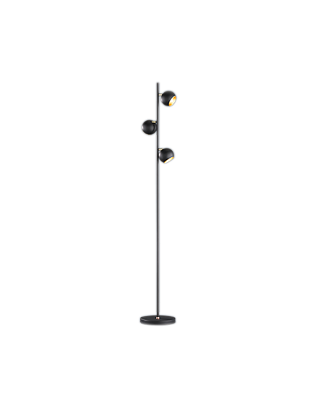 TRIO Dakota – Lampadaire 3x G9 max 28W, métal noir mat, spots orientables, 155 cm hauteur.