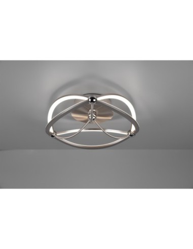 Trio Charivari – Plafonnier nickel mat LED intégré 20W, dimmable par interrupteur