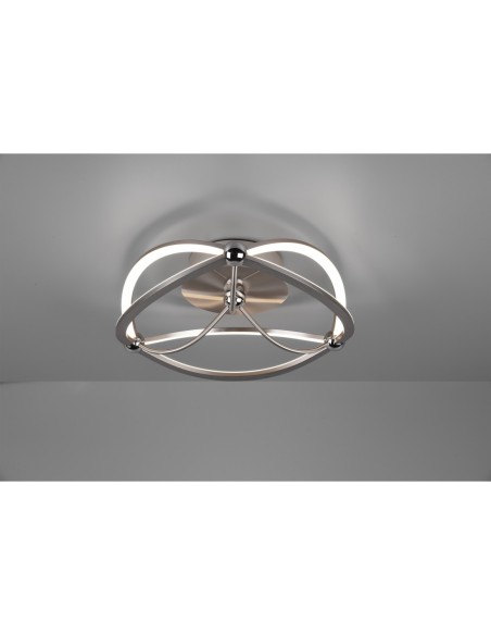 Trio Charivari – Plafonnier nickel mat LED intégré 20W, dimmable par interrupteur