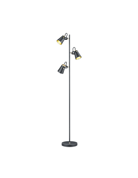 Trio Edward – Lampadaire 3xE14 orientables, métal noir mat et or, H.160cm