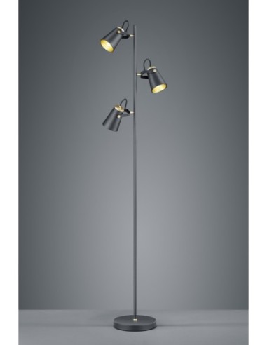 Trio Edward – Lampadaire moderne noir et or, 3 spots orientables, E14 max. 3x40W