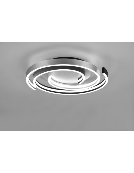 Trio Caya – Plafonnier moderne aluminium/noir, LED 58W, lumière et intensité ajustables