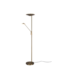 Trio Brantford – Lampadaire LED dimmable 30W, laiton ancien, lumière personnalisable et pratique.