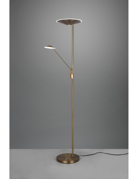 Lampadaire LED SMD 30W 3500lm réglable laiton fumé métal - Trio - Brantford