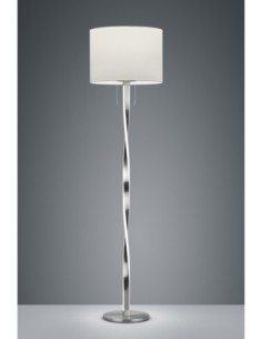 Trio Nandor – Lampadaire LED 2x7W + 1xE27, design élégant avec abat-jour en tissu blanc et pied incurvé nickel mat 2
