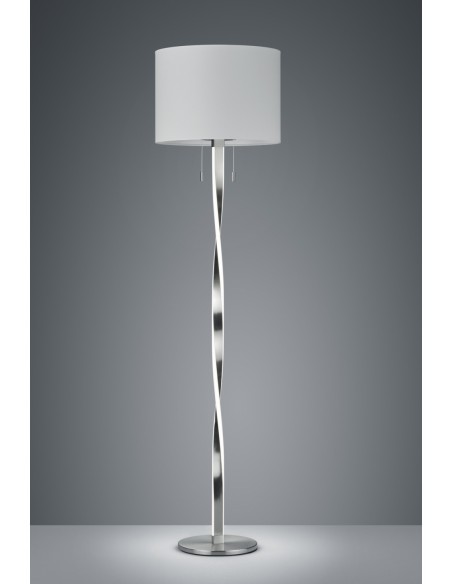 Lampadaire 2 LED SMD 7W 2x700lm 3000K + 1xE27 max 60W nickel mat métal - Trio - Nandor