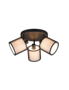 TRIO Burton – Spot 3xE14, max 28W, abat-jours organza fumé, design chaleureux et moderne