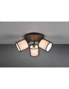 TRIO Burton – Spot 3xE14, max 28W, abat-jours organza fumé, design chaleureux et moderne 2