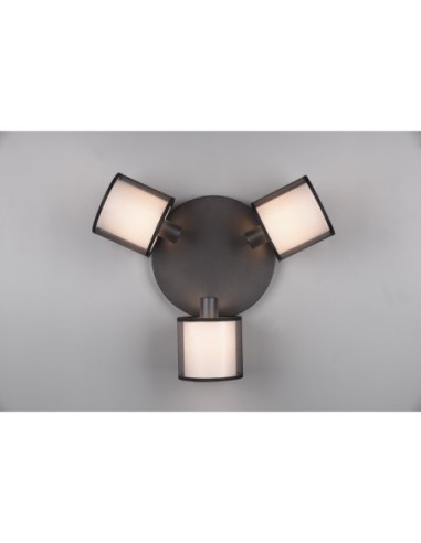 TRIO Burton – Spot 3xE14, abat-jours textile blanc et plastique noir fumé, max 28W