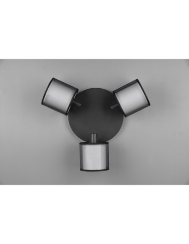 Spot 3xE14 max 28W métal noir mat et organza fumé - Trio - Burton